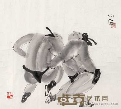 傅小石 人物 镜心 34.5×38cm